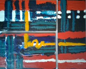 Cairo Nights Encaustic, Triptych 24x30