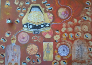 Mustang and Chakras Mixed Media, 24x36