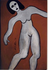 Nude Standing, Red Acrylic, 36x48