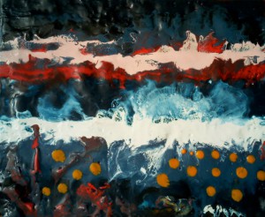 Pearls in the Storm Encaustic, 16x18