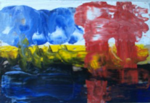 Landscape, Caunes-Minervois Encaustic, 6x8