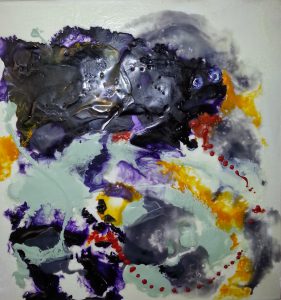 Blowfish Encaustic, 18x18